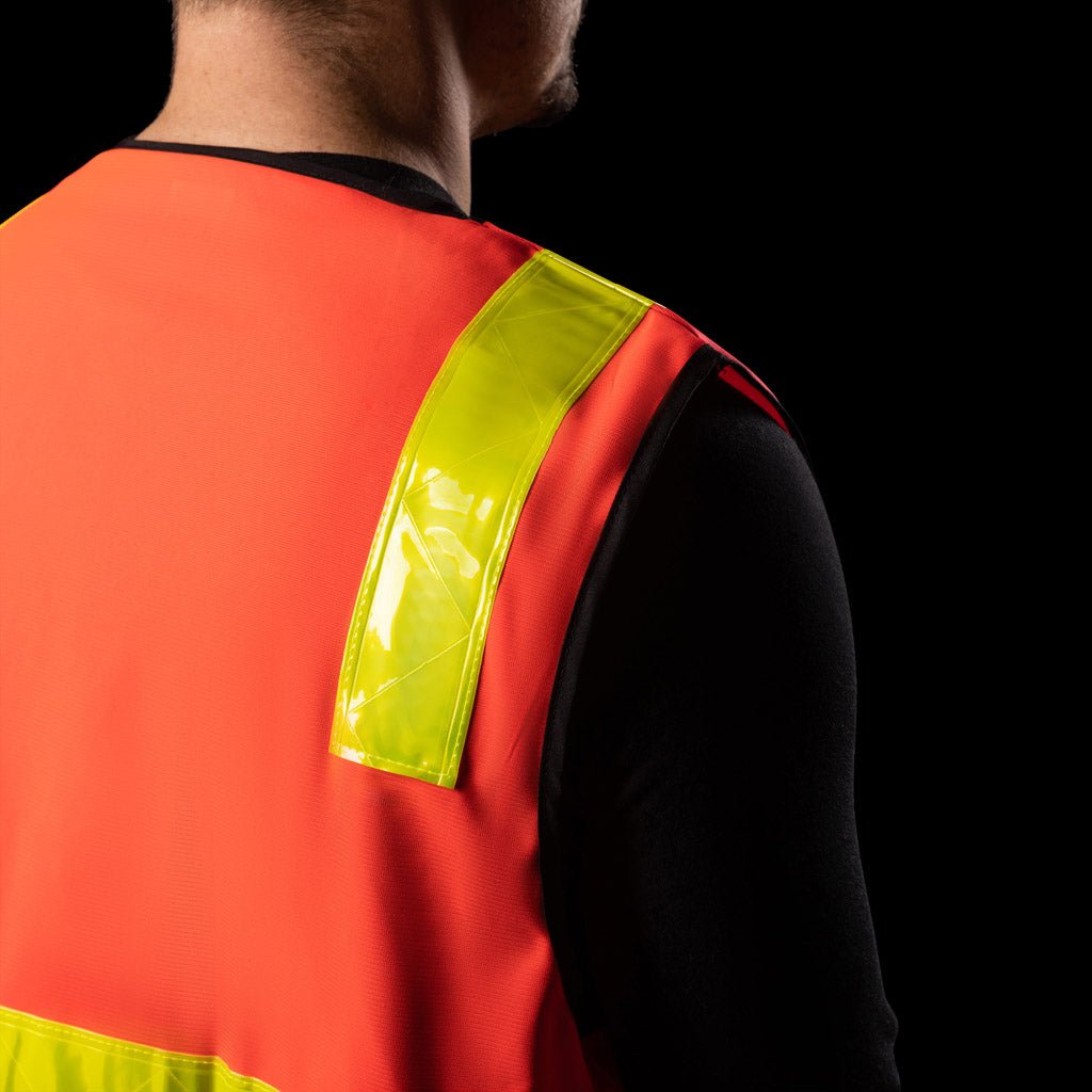 Hi Vis Reflective Safety Vest Workwear with Zipper & Pocket Day & Night  Orange