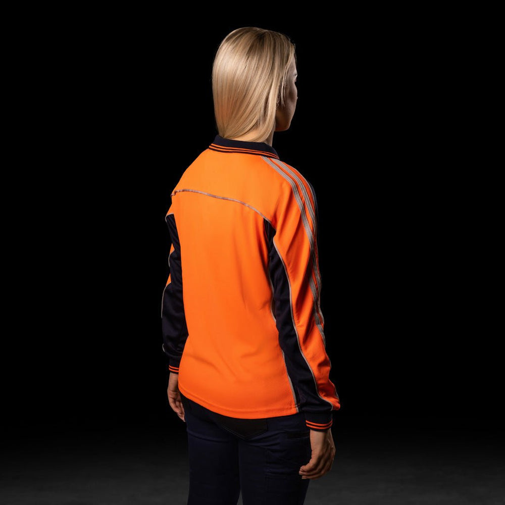 WOMENS HI-VIS L/S POLO SHIRT - BAD WORKWEAR